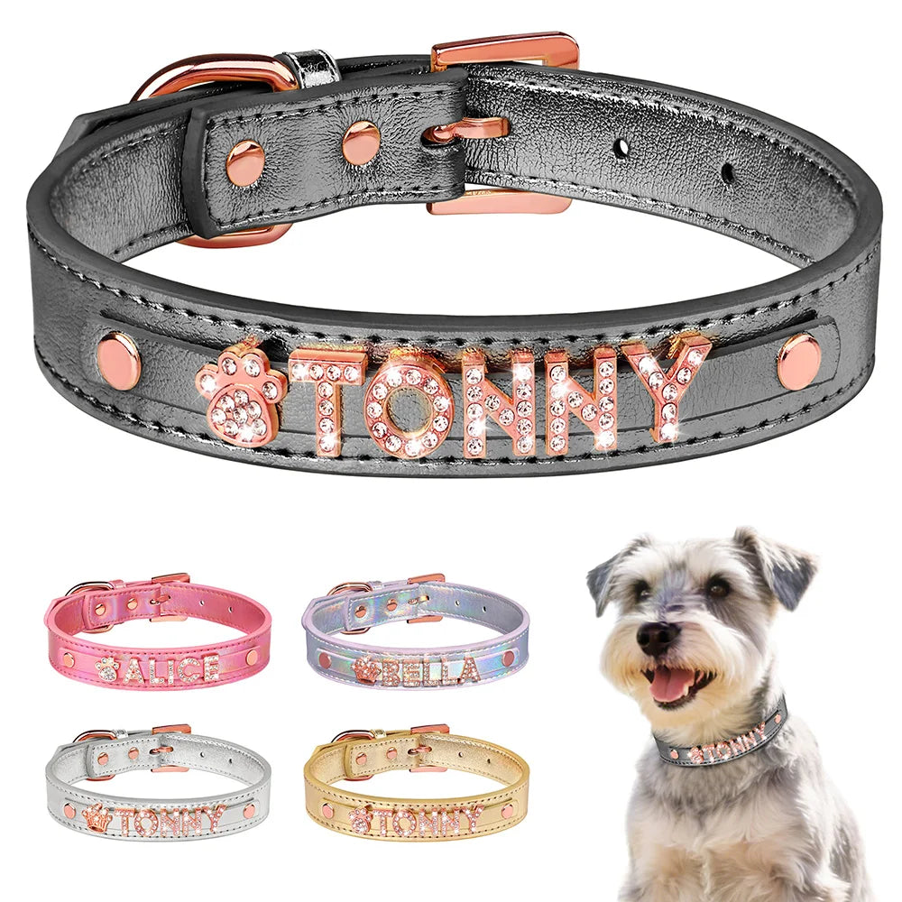 Glimmer - Personalised Rhinestone Name Pet Collar