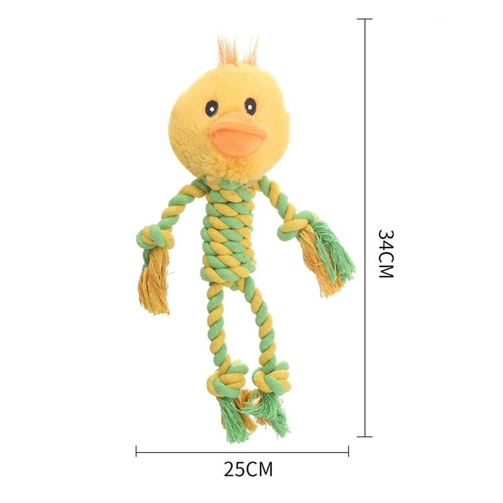 Plush Animal Rope Squeaky Dog Toy