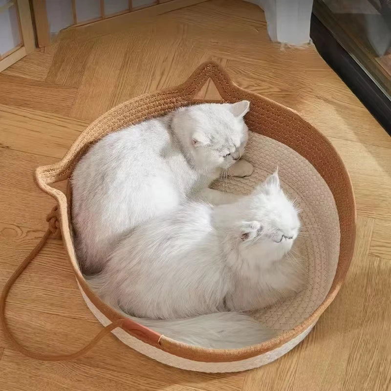 Handwoven Rattan Cat Bed