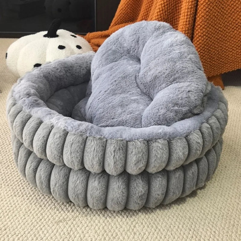 Round Plush Cat and Dog Bed