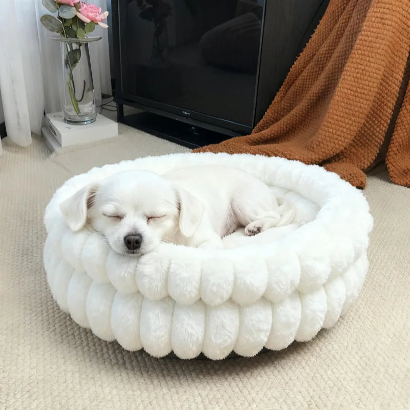 Round Plush Cat and Dog Bed