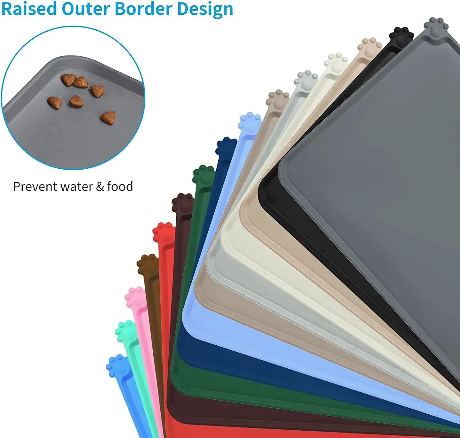 Silicone Pet Feeding Mat with Raised Edge