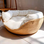 Bamboo-Style Pet Bed Basket