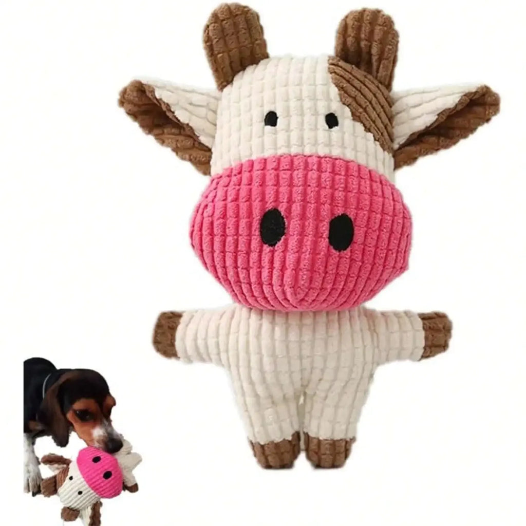 Cow Corduroy Squeaky Dog Toy