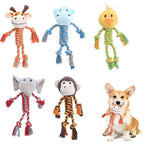 Plush Animal Rope Squeaky Dog Toy