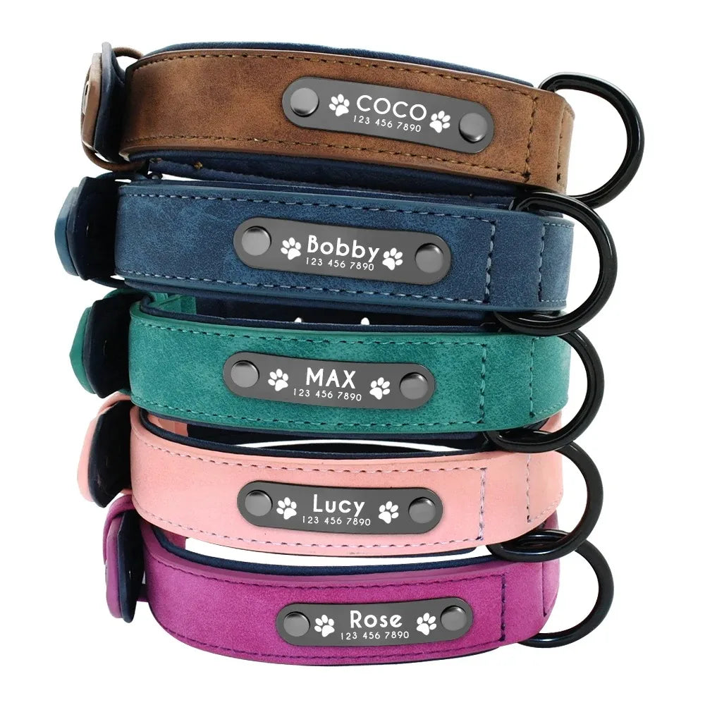 Scout - Personalised Leather Name Tag Dog Collar