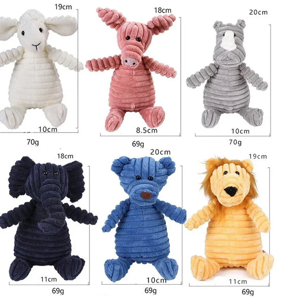 Corduroy Animal Squeaky Pet Toy