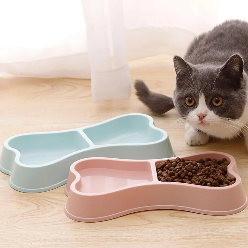 Bone-Shaped Double Pet Bowl Set