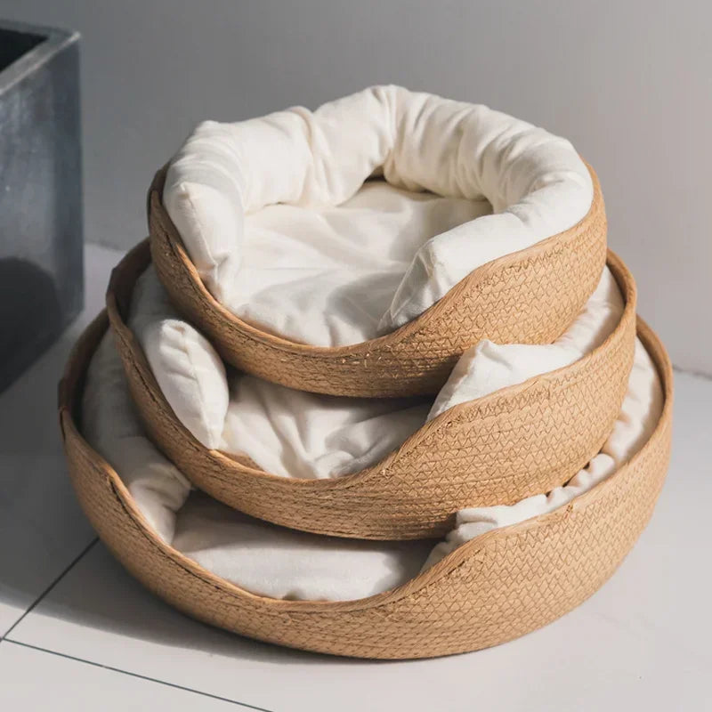 Bamboo-Style Pet Bed Basket