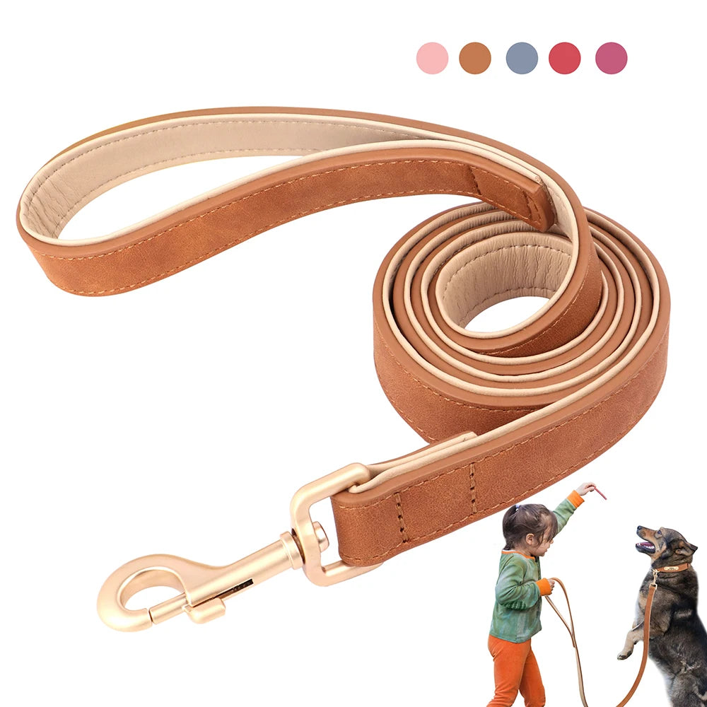 Padded PU Leather Dog Leash