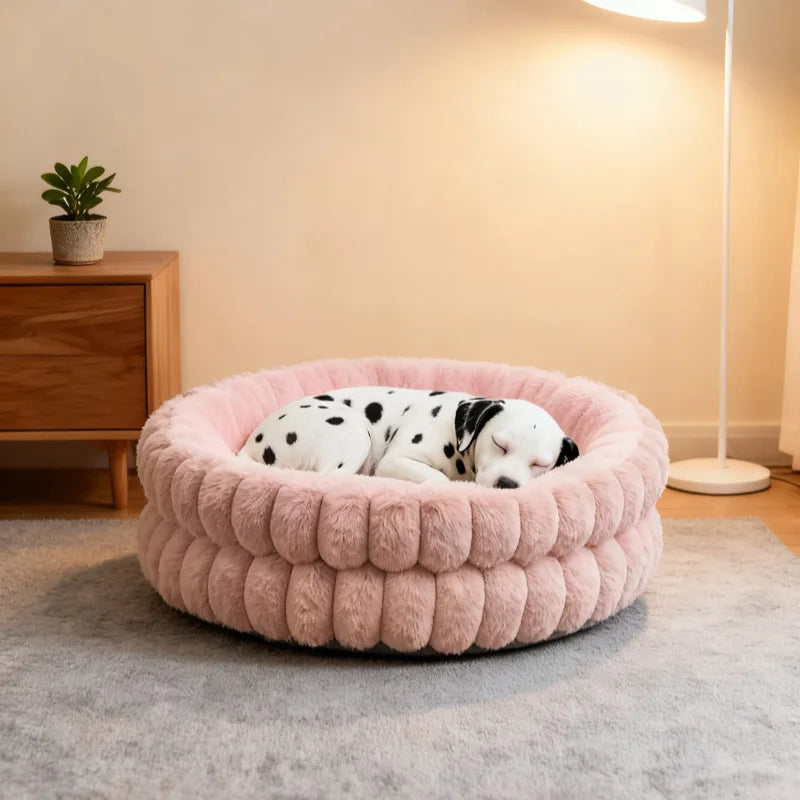 Round Plush Cat and Dog Bed