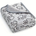 Grey Paw Print Flannel Pet Blanket