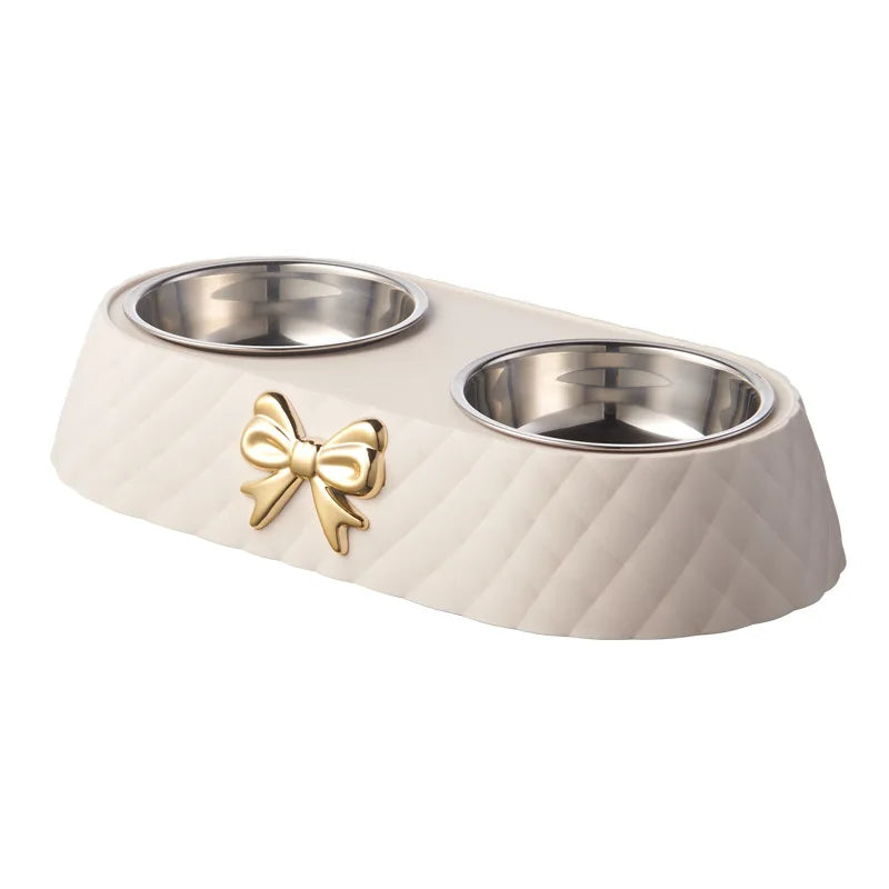 Bow-Tie Double Pet Bowl Set