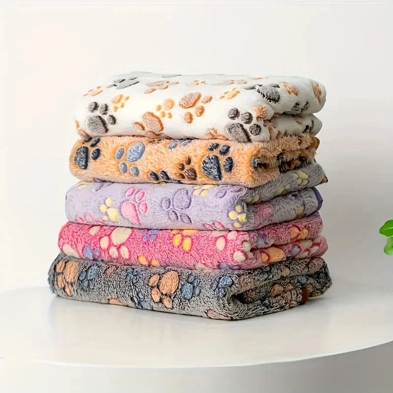 Paw Print Flannel Pet Blanket