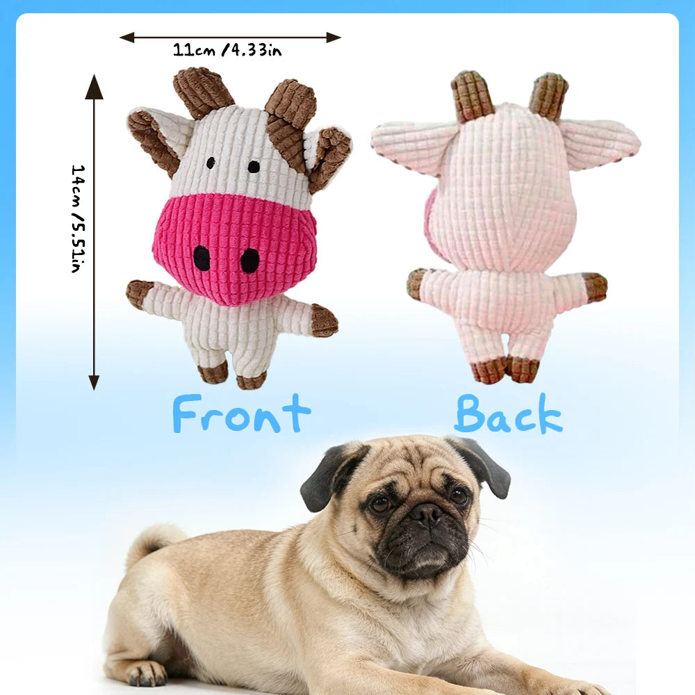 Cow Corduroy Squeaky Dog Toy