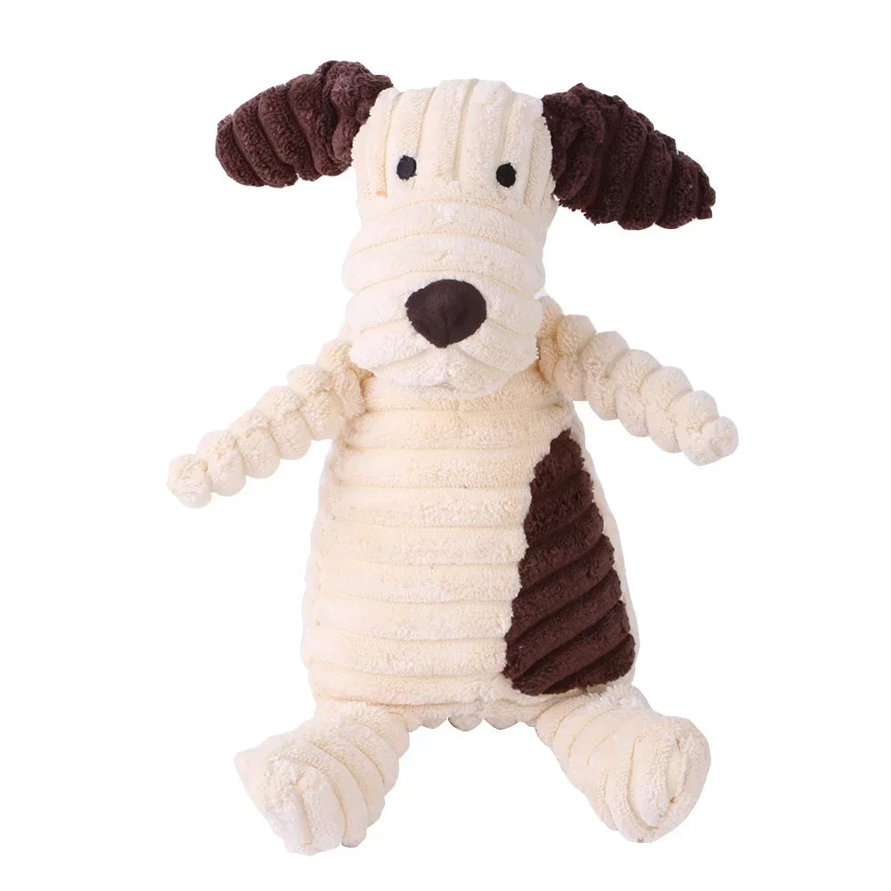 Corduroy Animal Squeaky Pet Toy