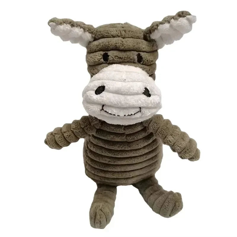 Corduroy Animal Squeaky Pet Toy