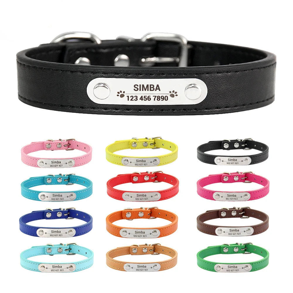 Nova - Personalised Engraved PU Leather Pet Collar