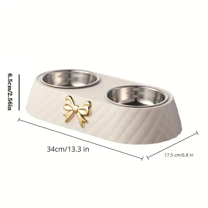 Bow-Tie Double Pet Bowl Set