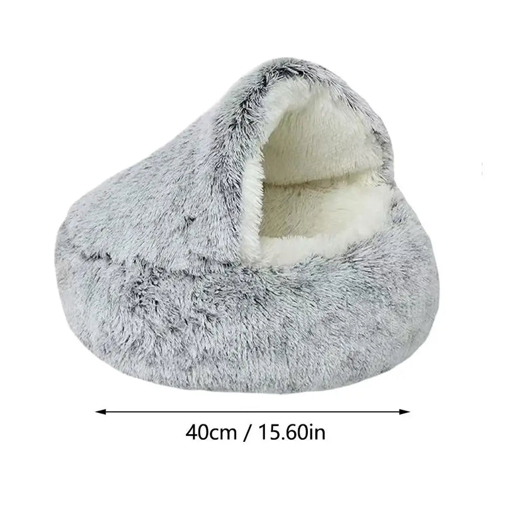 Plush Round Cat Bed with Cover