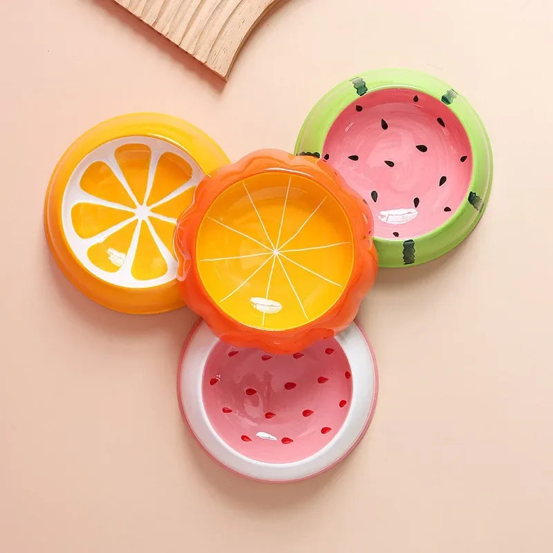 Fruit Design Ceramic Cat Bowl