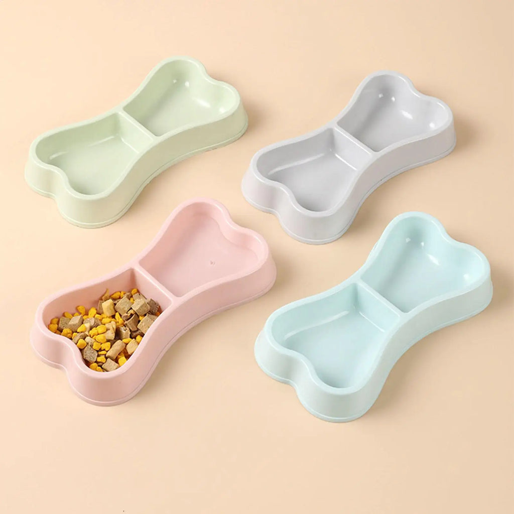 Bone-Shaped Double Pet Bowl Set