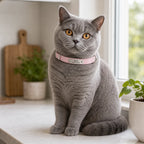 Bella wearing the Nova personalised engraved PU leather pet collar